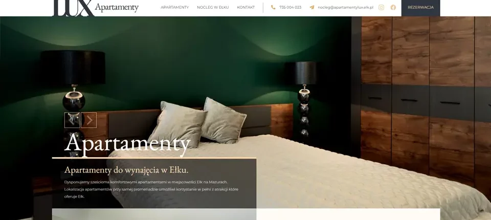 Strona internetowa Ełk - Apartamenty LUX